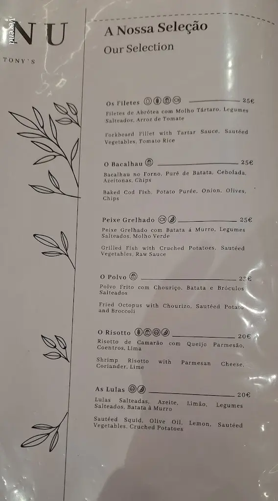 Menu_Restaurante Tony´s_Furnas_imagen_2