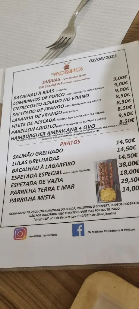 Menu_Restaurante Os Moinhos_Vagos_immagine_3