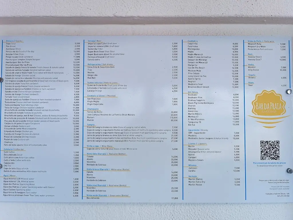 Menu_Bar da Praia do Almograve_Almograve_image_3