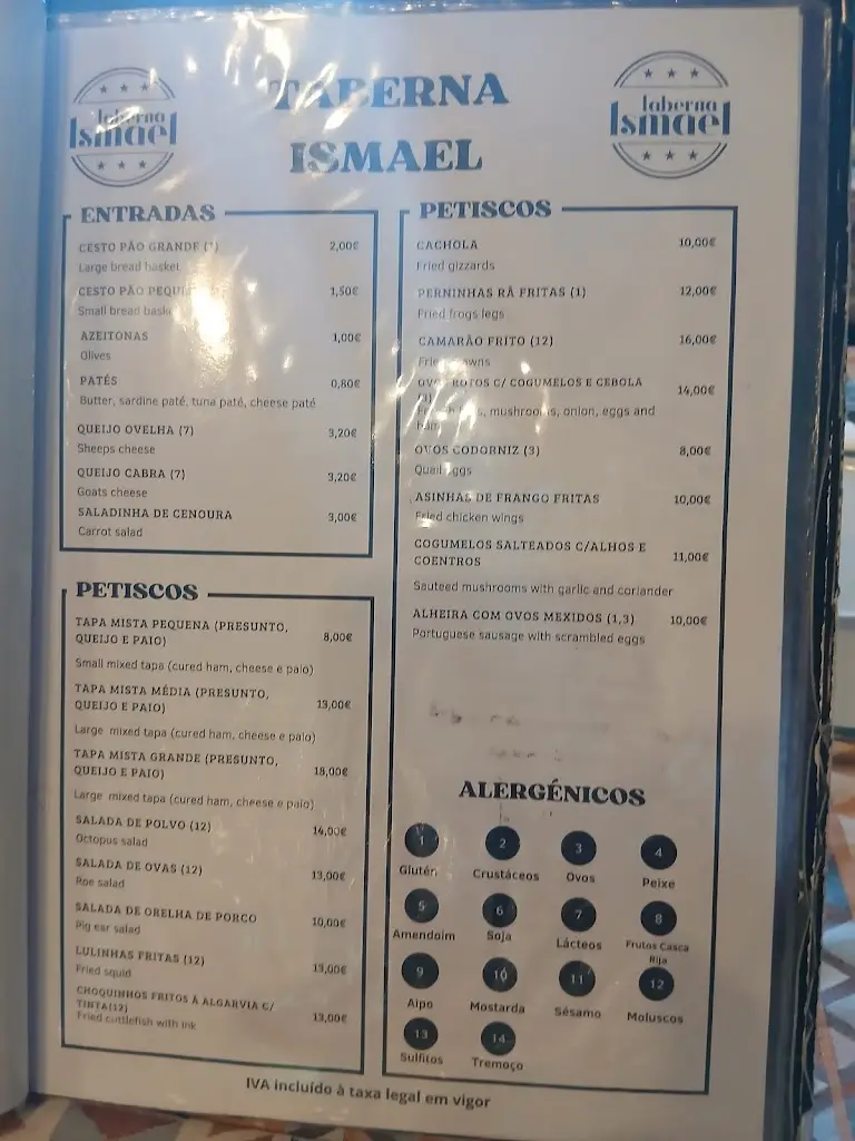 Menu_Taberna Ismael_Aljustrel_immagine_1