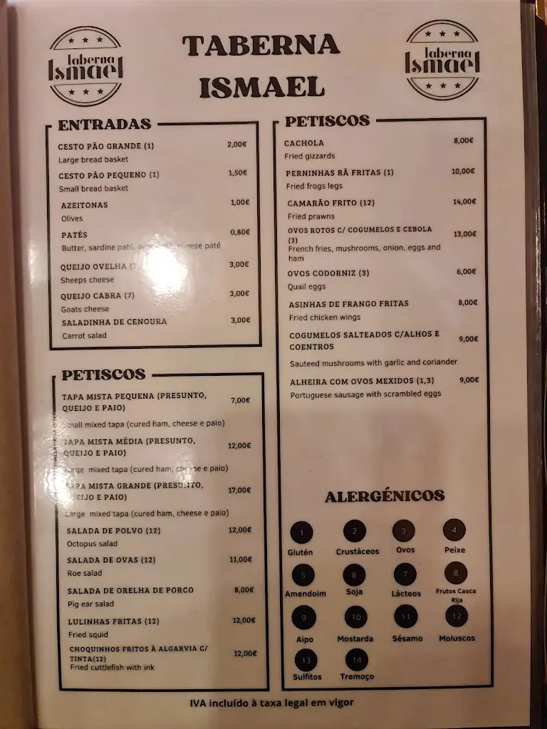 Menu_Taberna Ismael_Aljustrel_immagine_2
