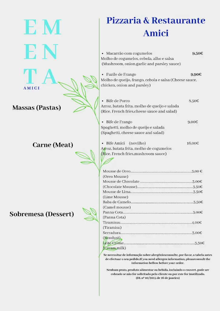 Menu_Pizzaria & Restaurante Amici_Aljustrel_immagine_2