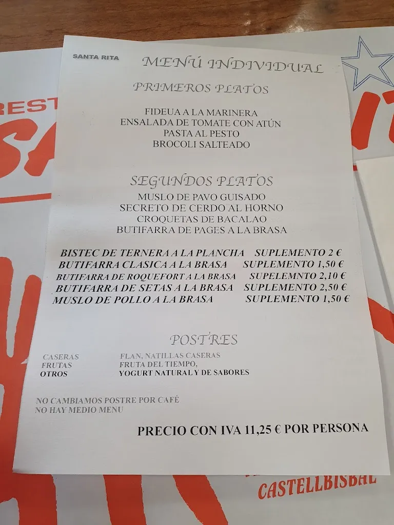 Menu_Restaurante Santa Rita_Castellbisbal_immagine_1
