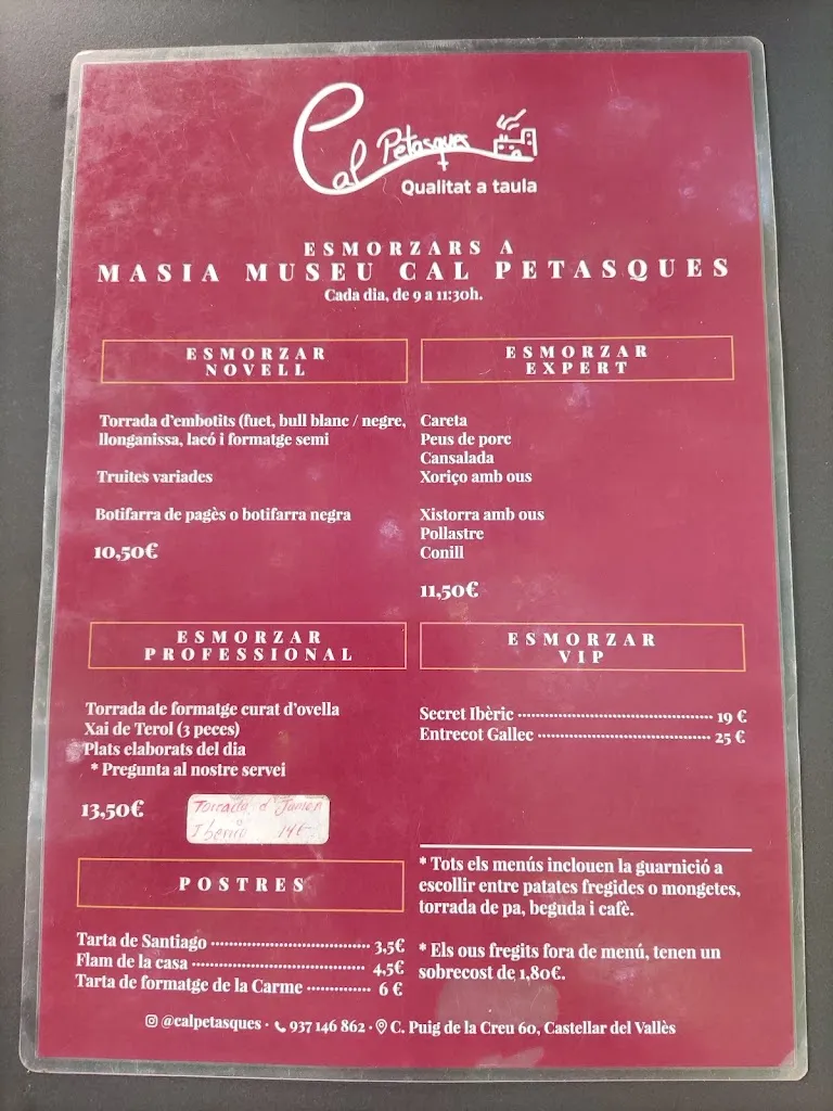 Menu_Restaurant Cal Petasques_Castellar del Vallès_image_3