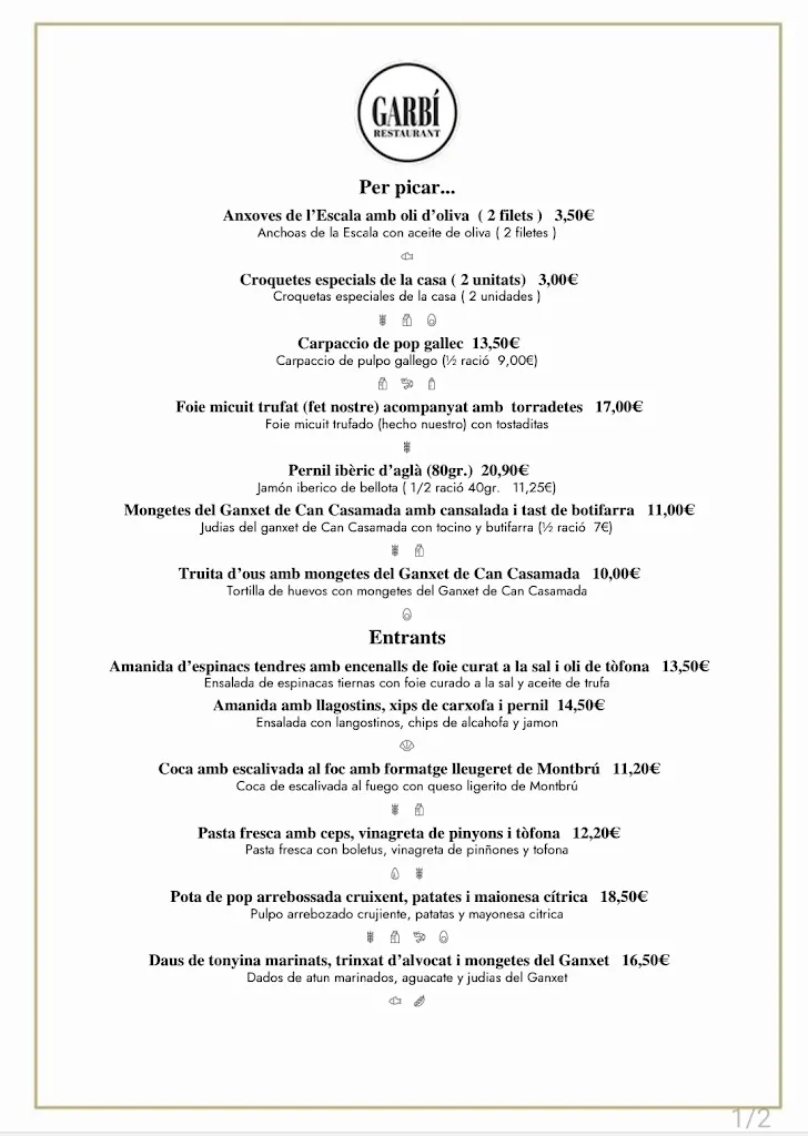 Menu_Restaurant Garbí_Castellar del Vallès_image_1