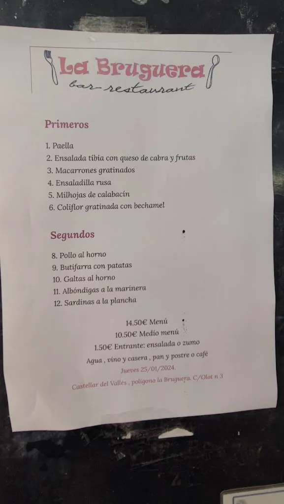 Menu_Restaurant La Bruguera_Castellar del Vallès_immagine_1