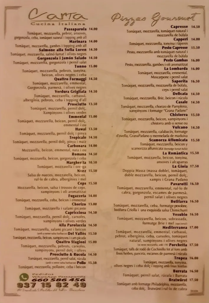 Menu_Pizzeria Italiana Passaparola_Castellar del Vallès_image_3