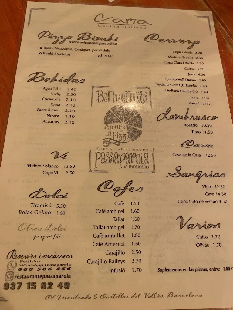 Menu_Pizzeria Italiana Passaparola_Castellar del Vallès_image_4