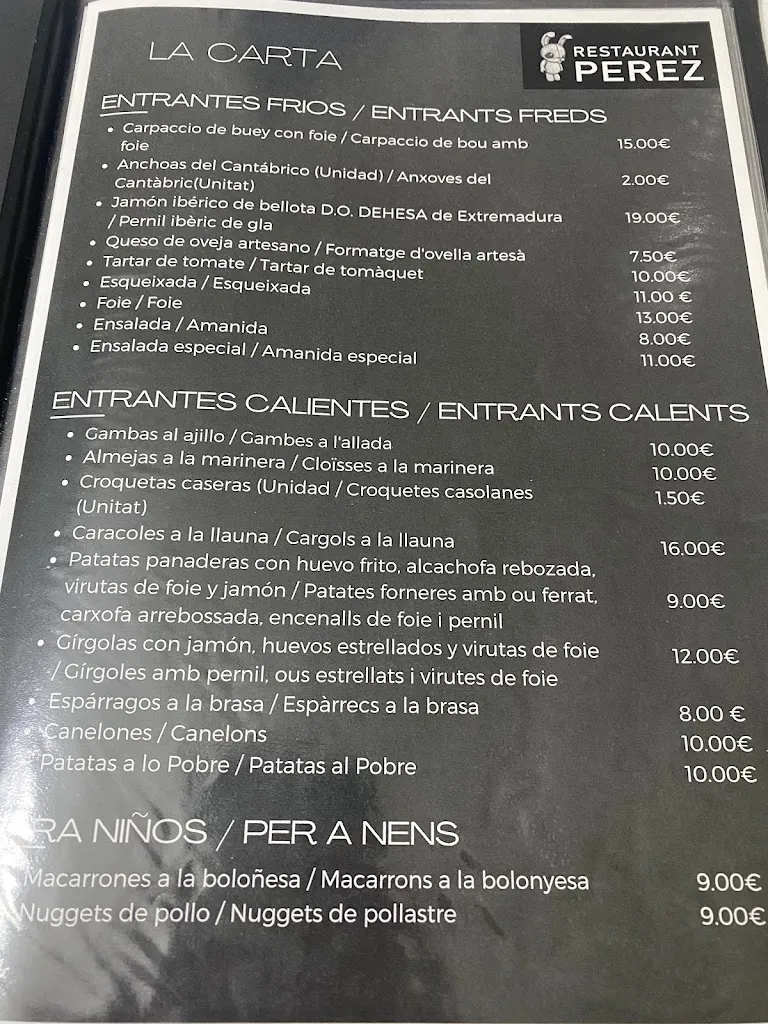 Menu_Restaurant Pérez_Castellar del Vallès_image_1