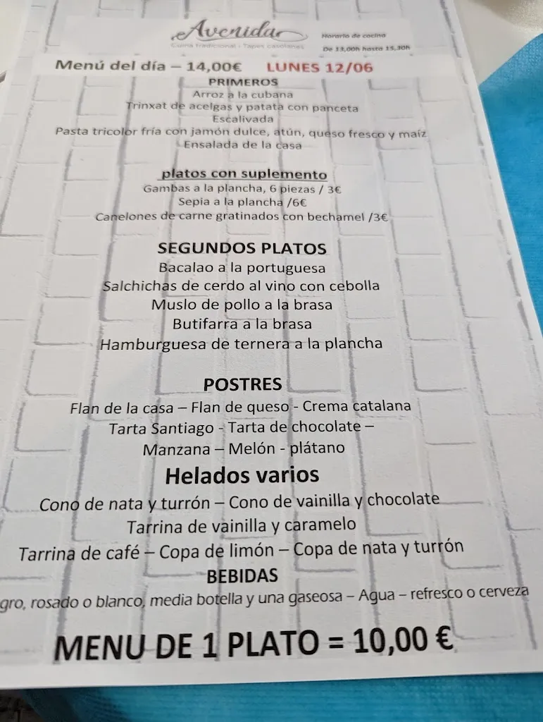 Menu_Bar Restaurante Avenida_Castellar del Vallès_image_1