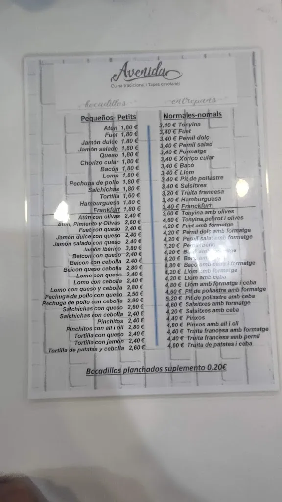 Menu_Bar Restaurante Avenida_Castellar del Vallès_image_2