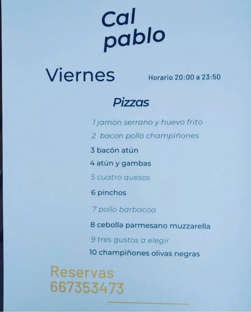 Menu_Cal Pablo_Castellar del Vallès_image_1