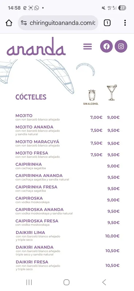 Menu_Ananda Beach House_Castelldefels_immagine_2