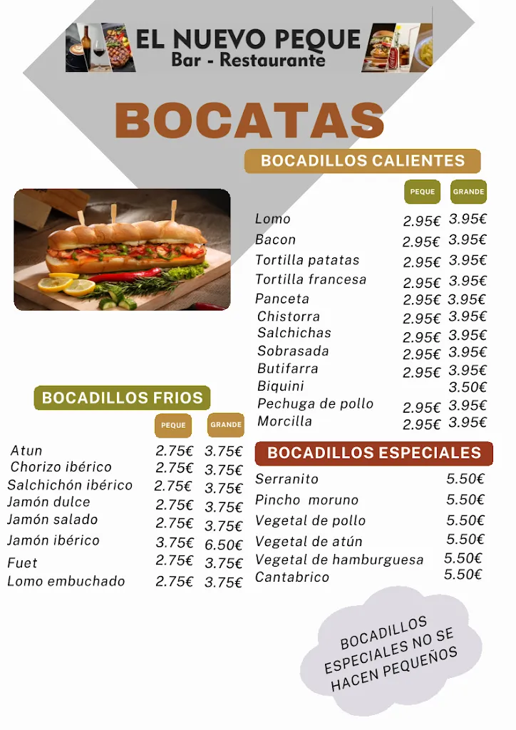 Menu_El NUEVO PEQUE BAR RESTAURANTE_Cerdanyola del Vallès_image_3