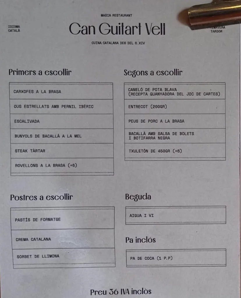 Menu_Masia Can Guitart Vell_Cervelló_image_2