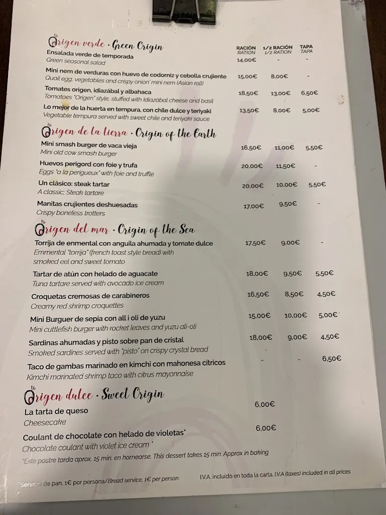 Menu_Origen Taberna Madrid_Amés_image_1