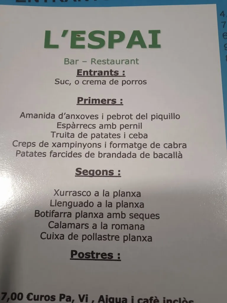 Menu_Bar-Restaurant L'Espai_Folgueroles_image_1