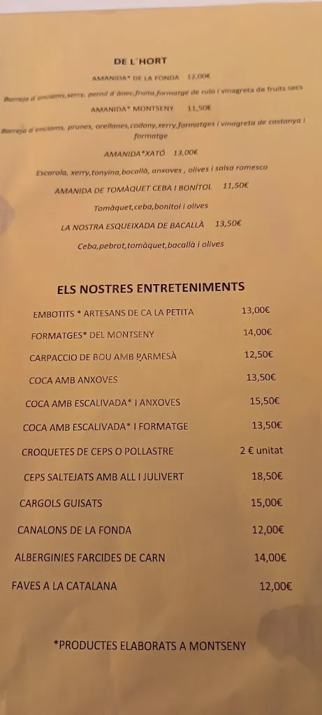 Menu_Restaurant Fonda Montseny_Fogars de Montclús_immagine_1