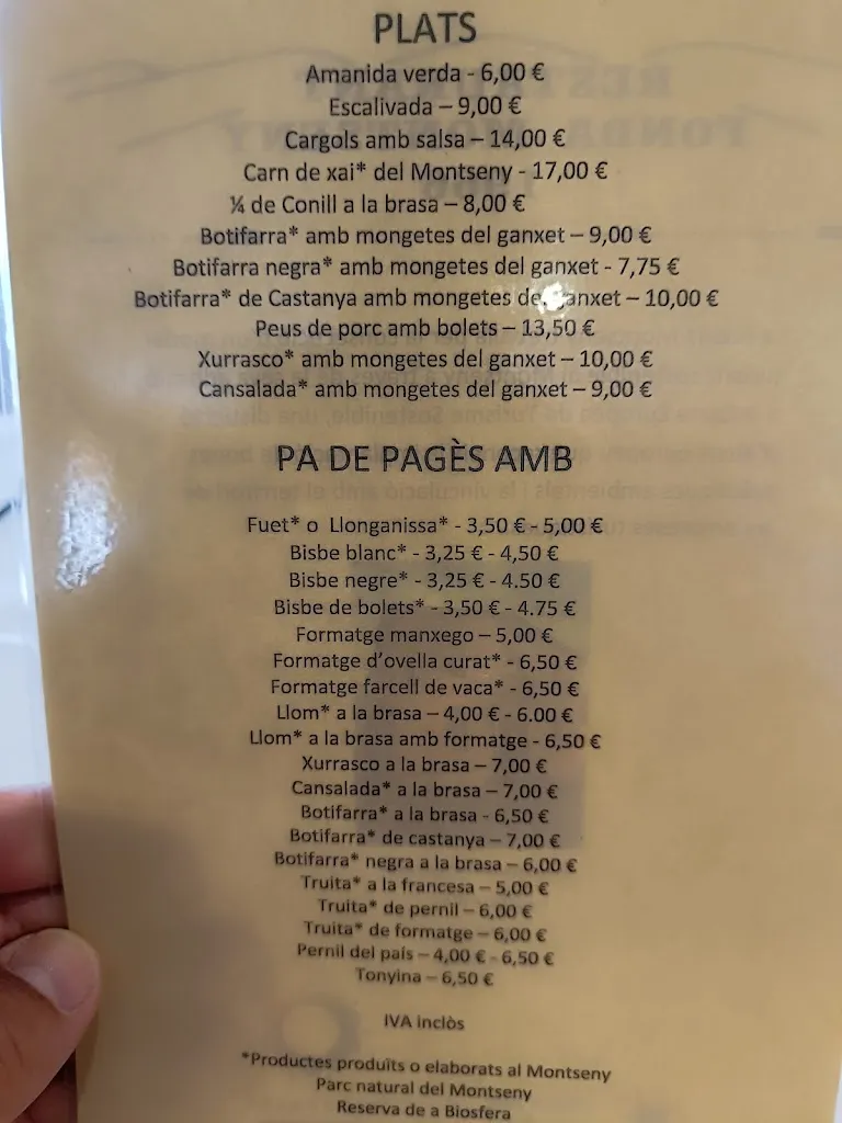 Menu_Restaurant Fonda Montseny_Fogars de Montclús_immagine_3