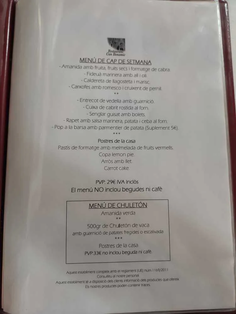 Menu_Restaurant Can Bonamic_Fogars de Montclús_image_2