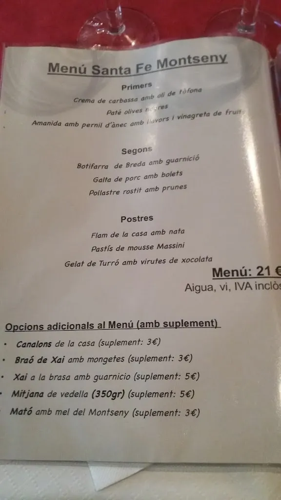 Menu_Restaurant Hostal Santa Fe Montseny_Fogars de Montclús_image_1