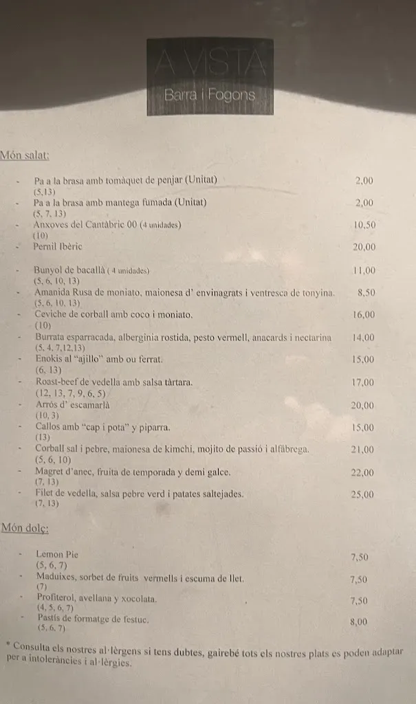 Menu_Restaurant A Vista_Esplugues de Llobregat_image_1