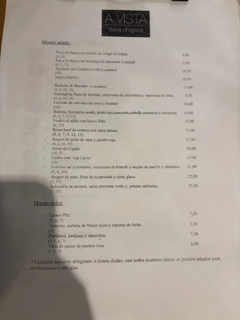 Menu_Restaurant A Vista_Esplugues de Llobregat_image_2