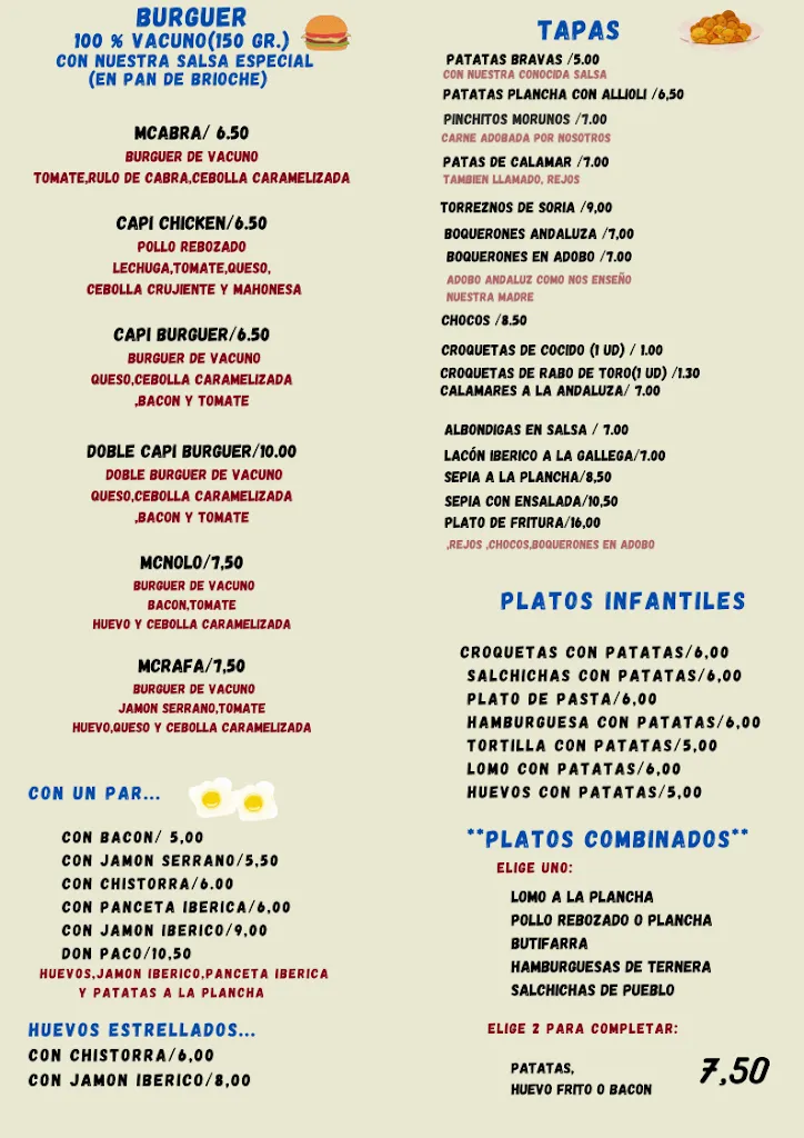 Menü_Bar Restaurant Capi_Esplugues de Llobregat_Bild_1