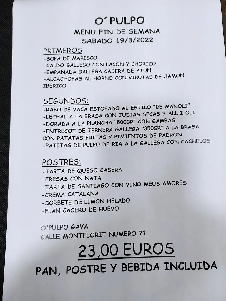 Menu_O'Pulpo Bar Restaurante_Gavà_image_1
