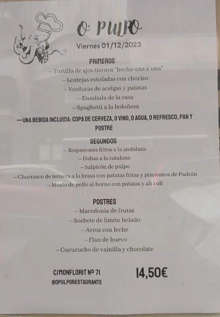 Menu_O'Pulpo Bar Restaurante_Gavà_image_2