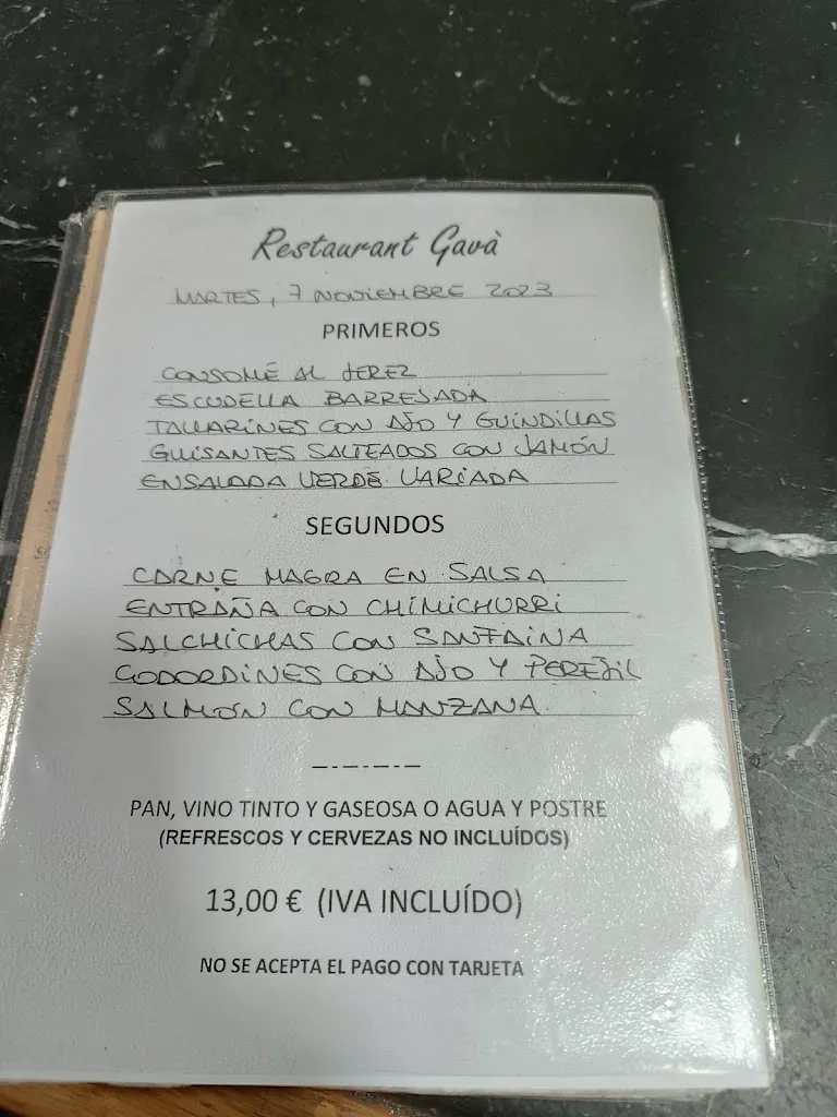 Menu_BAR GAVÀ RESTAURANTE_Gavà_image_1