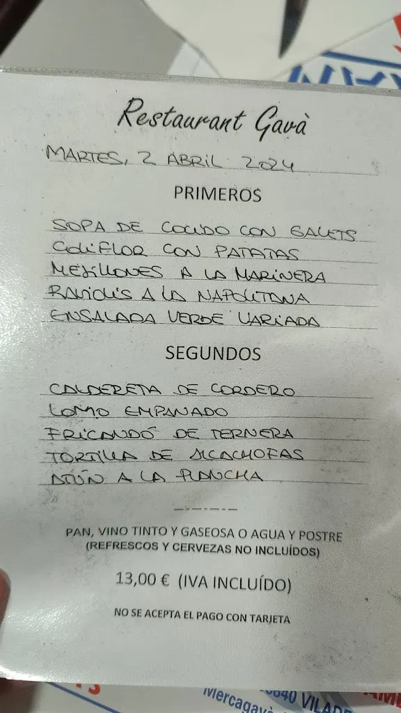 Menu_BAR GAVÀ RESTAURANTE_Gavà_image_2