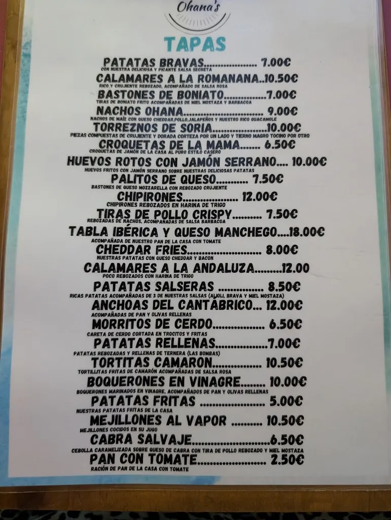 Menu_Ohana's bar restaurant_Cubelles_immagine_3