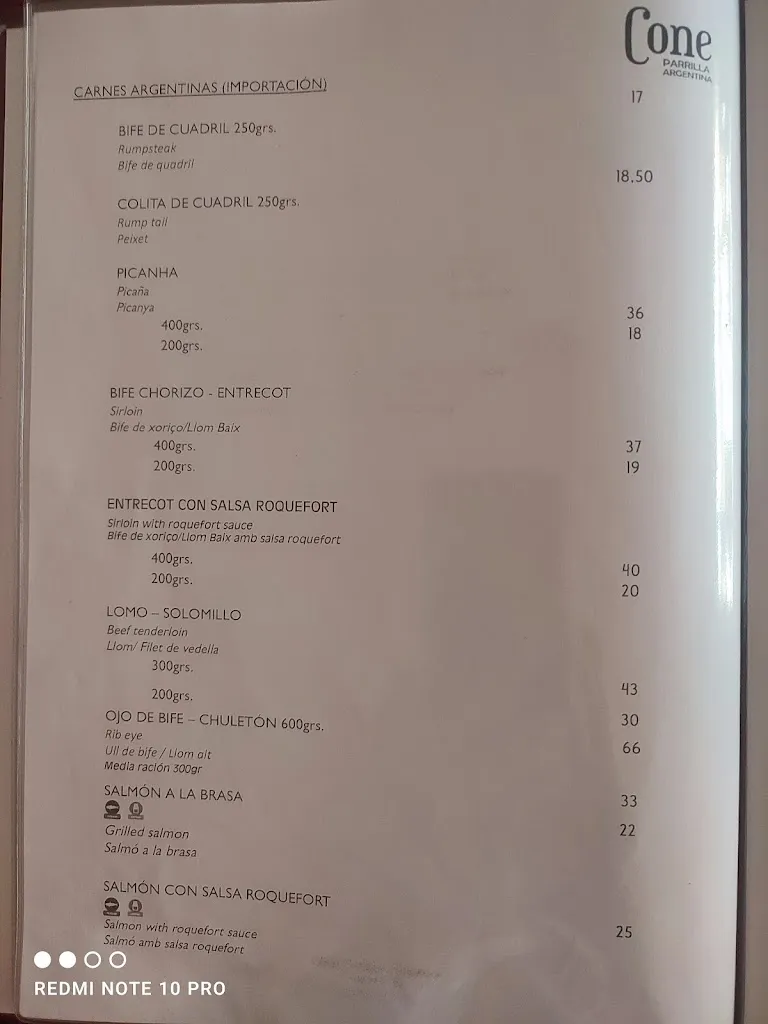 Menu_Cone Parrilla Argentina_Cubelles_image_1