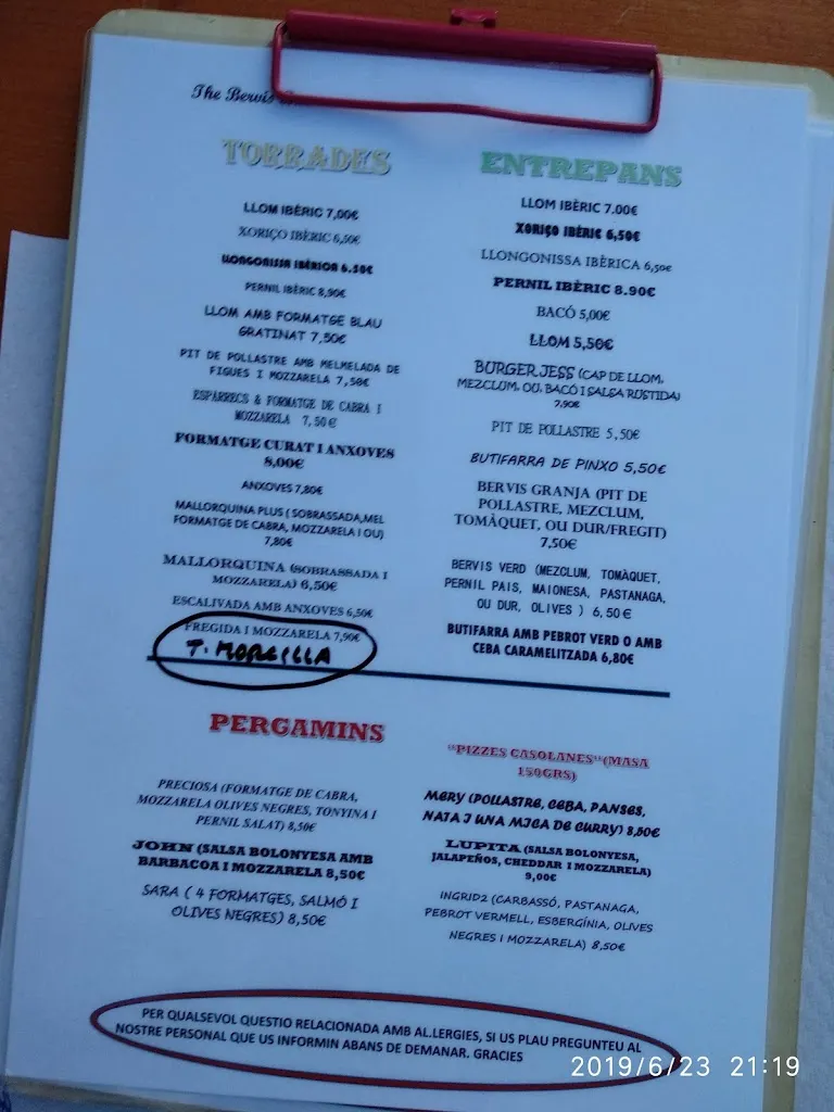 Menu_The Bervis Bar_Franqueses del Vallès Les_image_1