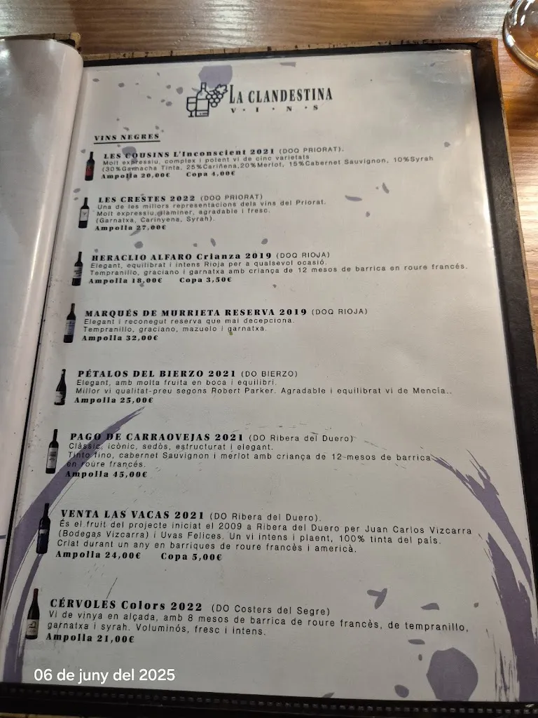 Menu_La Clandestina Restaurant_Franqueses del Vallès Les_immagine_1