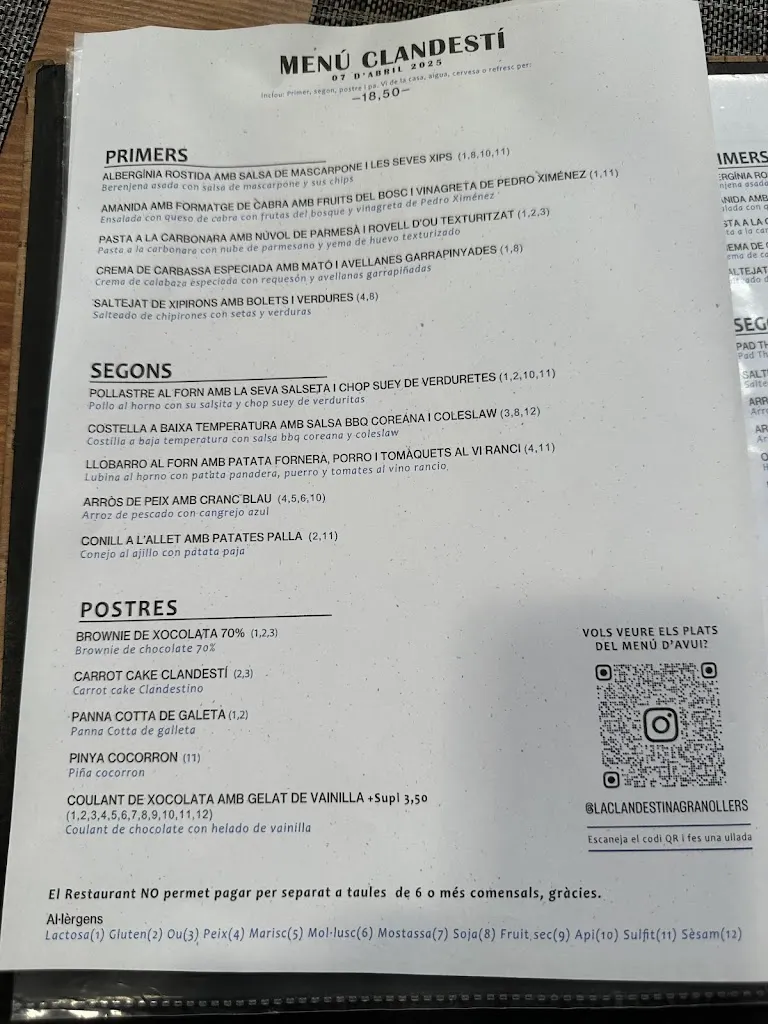 Menu_La Clandestina Restaurant_Franqueses del Vallès Les_immagine_3