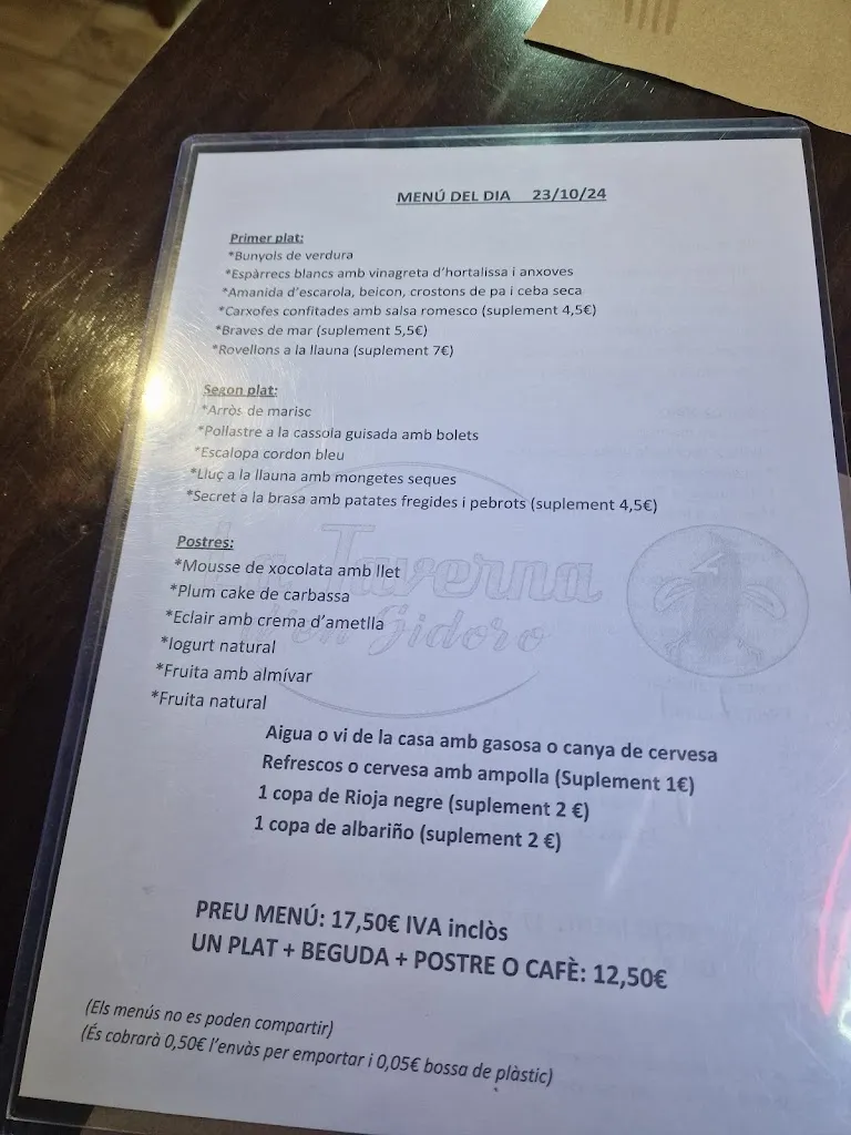 Menu_La Taverna d'en Sidoro_Gurb_image_3