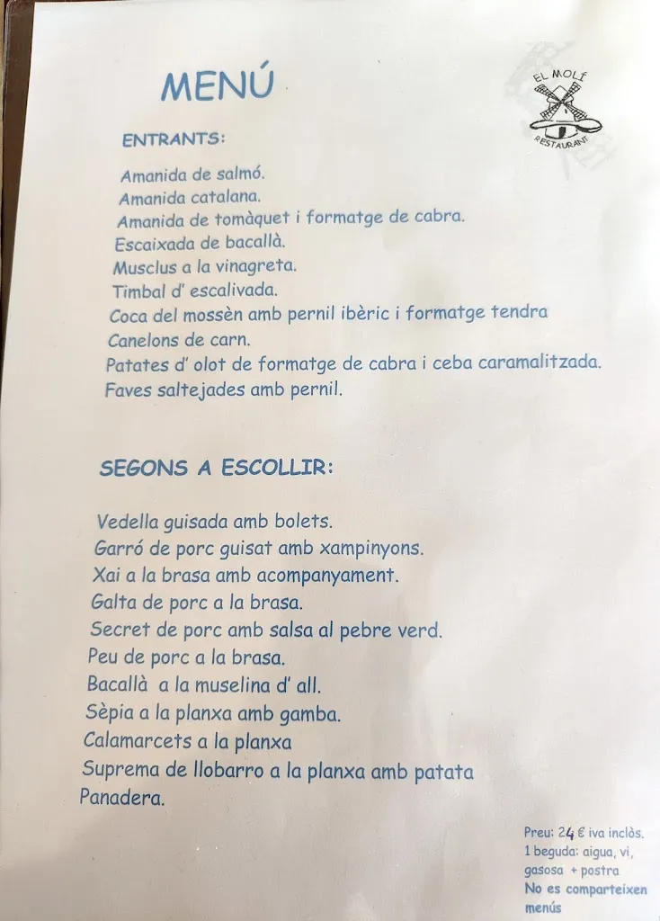 Menu_Restaurant Hostal del Molí_Gurb_immagine_1