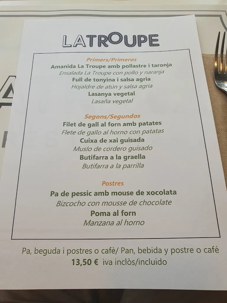 Menu_Latroupe Restaurant_Llagosta La_immagine_1