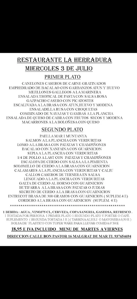 Menu_Restaurant la Ferradura_Malgrat de Mar_image_1