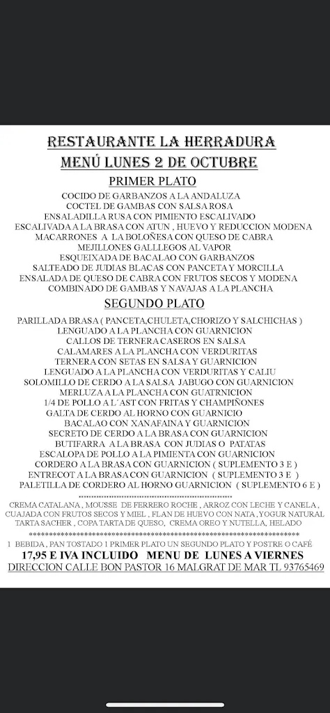 Menu_Restaurant la Ferradura_Malgrat de Mar_image_2