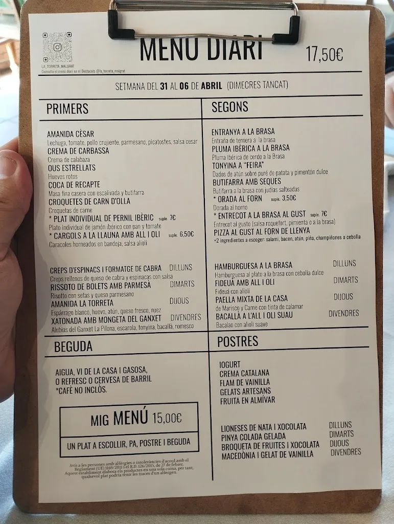 Menu_La Torreta_Malgrat de Mar_image_4