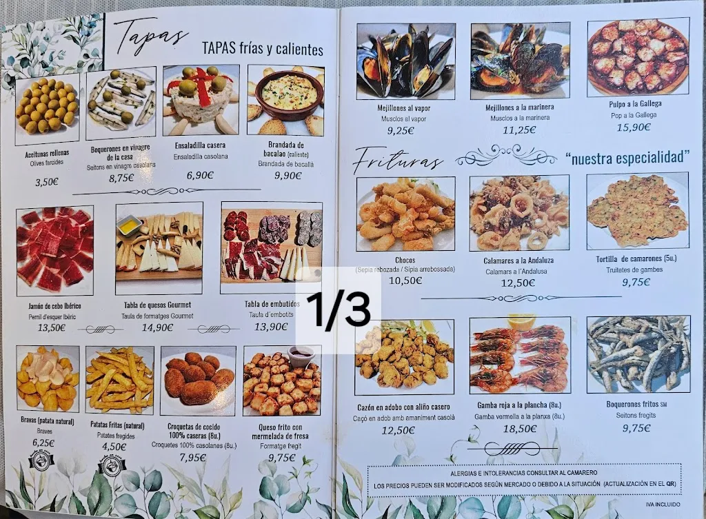 Menü_Bar Restaurant Antonio_Malgrat de Mar_Bild_1