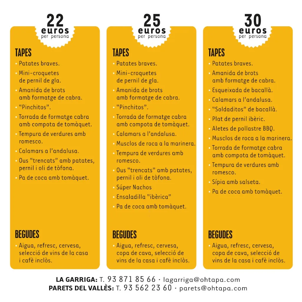 Menu_Oh Tapa!_Garriga La_image_1