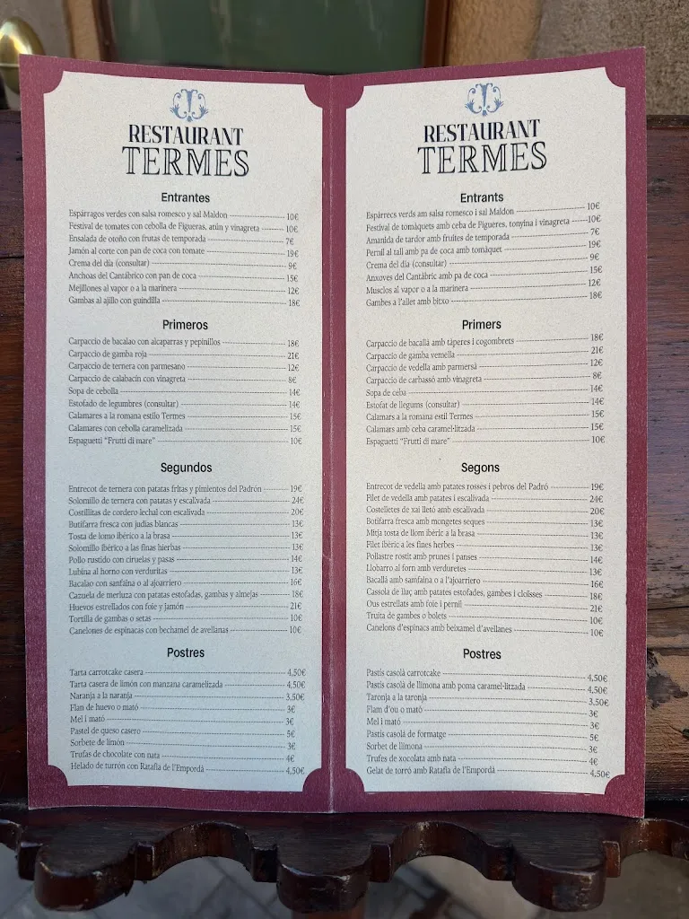 Menu_RESTAURANT TERMES LA GARRIGA_Garriga La_image_1