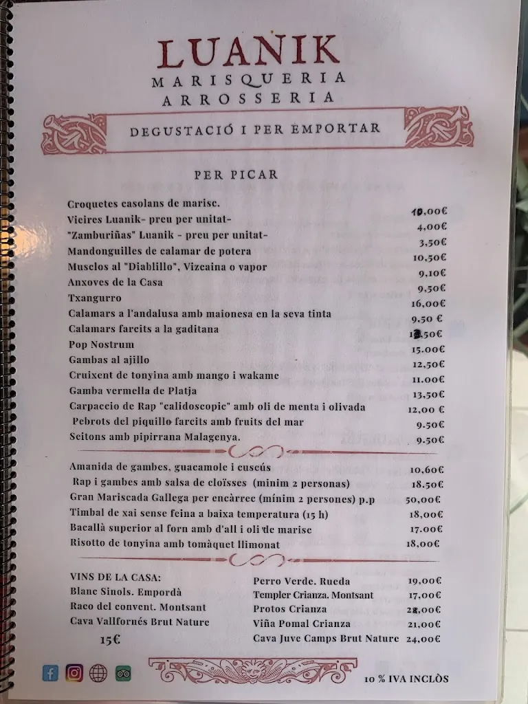 Menu_Luanik, Marisqueria i Arrosseria_Garriga La_image_2
