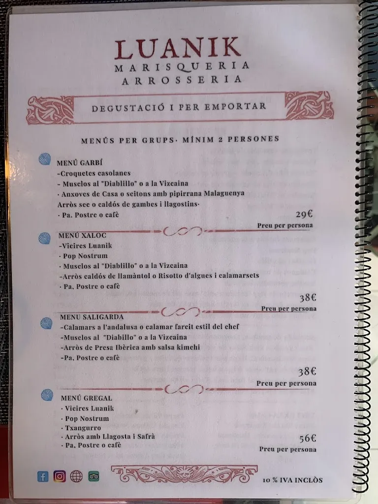 Menu_Luanik, Marisqueria i Arrosseria_Garriga La_image_4