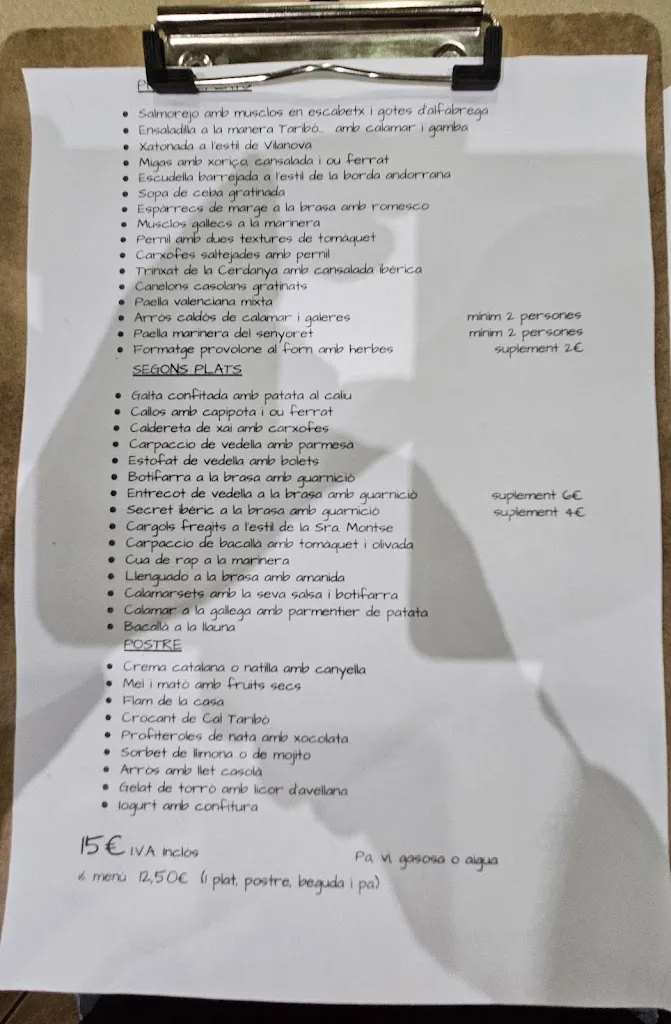 Menu_Restaurant Cal Taribó_Igualada_immagine_4