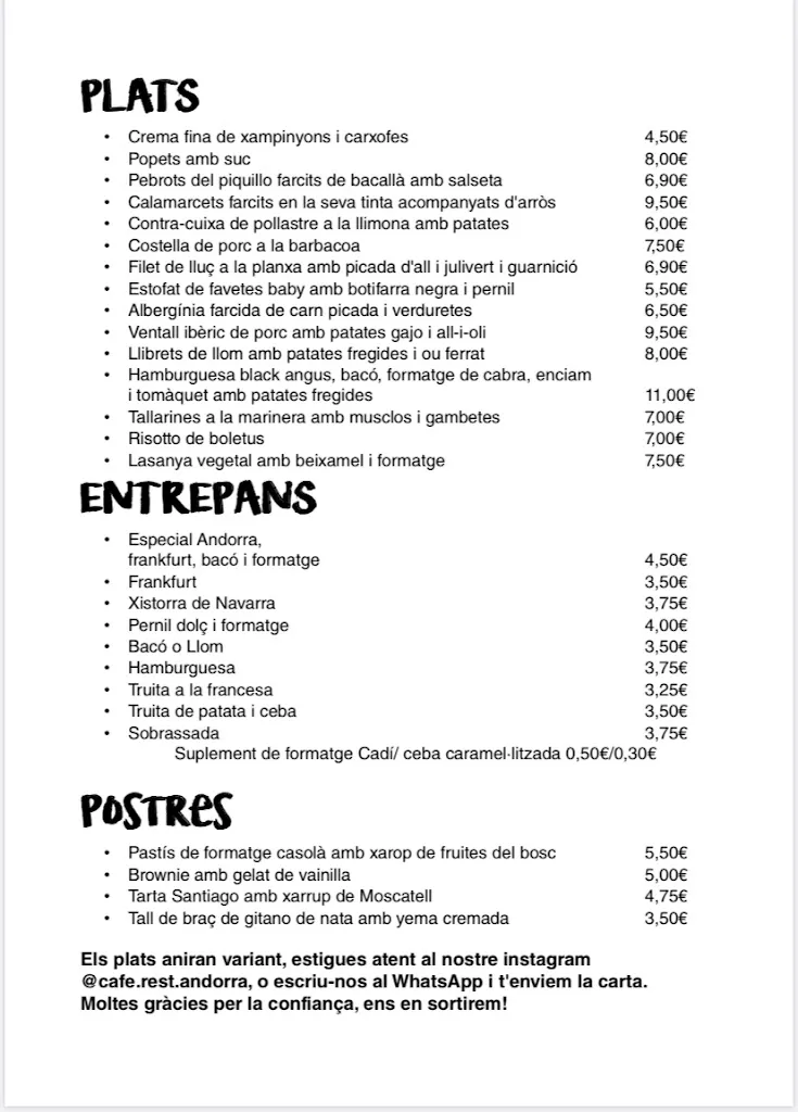 Menu_Cafè Restaurant Andorra_Igualada_immagine_4